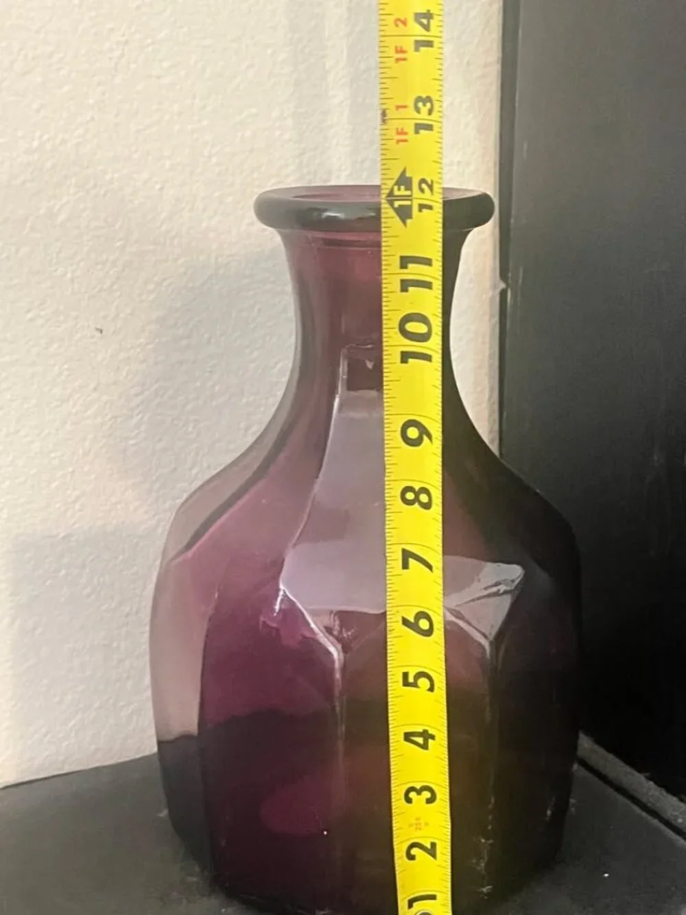 Vintage Purple Art Glass Vase with Fluted Rim